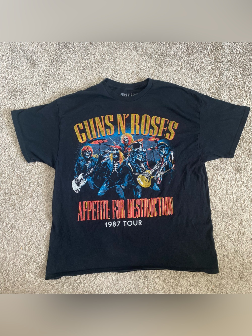 Guns N' Roses "Appetite for Destruction" 1987 Tour Black Band Tee XL
